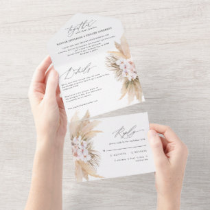 Botanische Hochzeit des Bohemian Pampas All In One Einladung