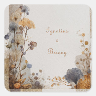 Botanische Hochzeit des Vintagen Volkes Quadratischer Aufkleber