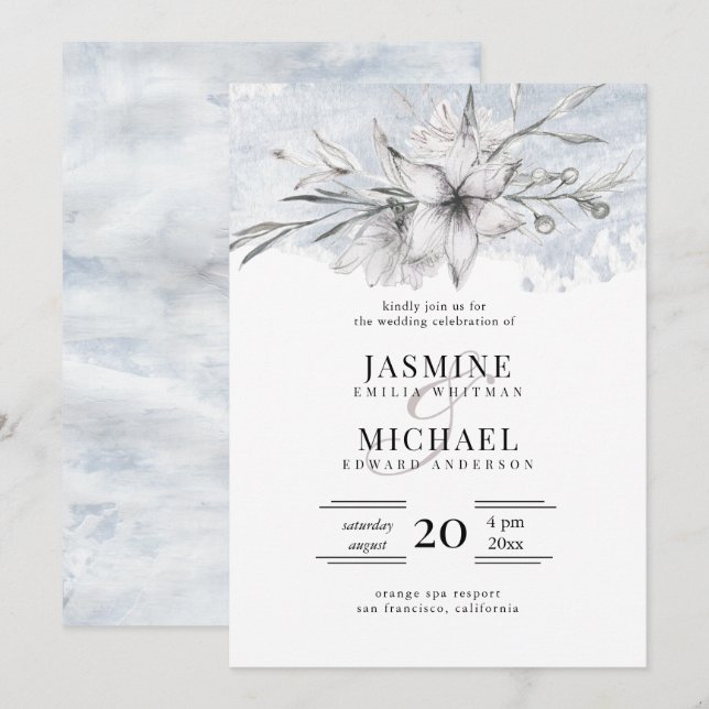 Botanische Hochzeit Einladung (Vorne/Hinten)