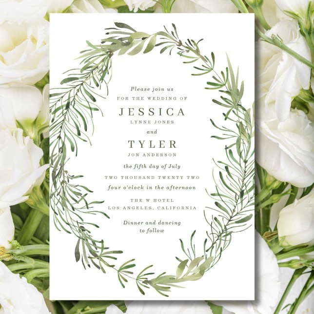 Botanische Hochzeit Einladung (Elegant Botanical Greenery Wedding Invitation)