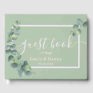Botanische Hochzeit Elegantes Sage Green Gästebuch