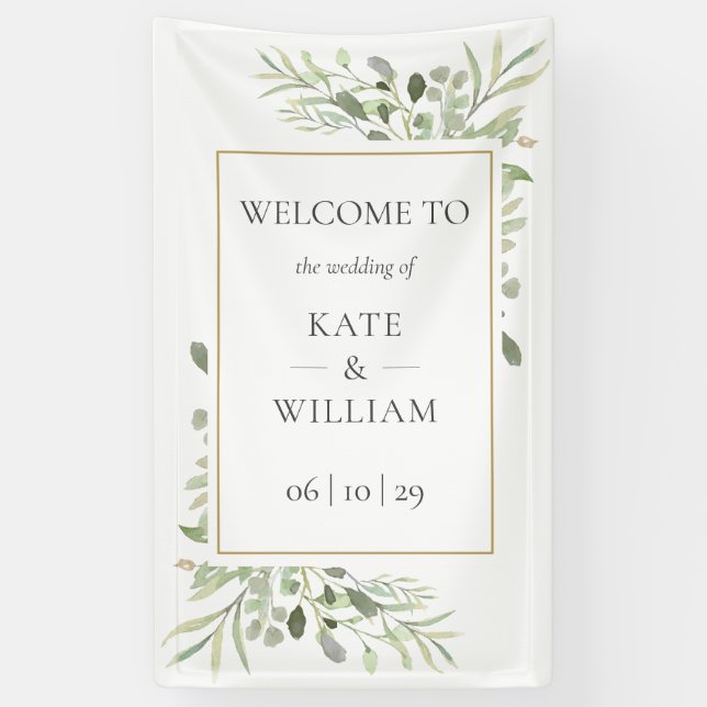 Botanische Hochzeit im Grünen - Begrüßungszeichen Banner (Vertikal)