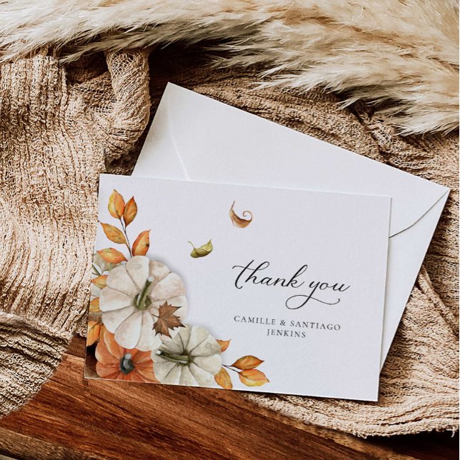 Botanische Hochzeit im Herbst Dankeskarte (Fall Botanical Wedding Thank you card)