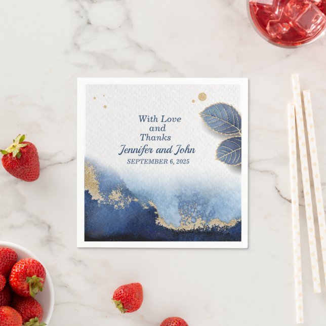 Botanische Hochzeit in Blue Gold Serviette (Beispiel)