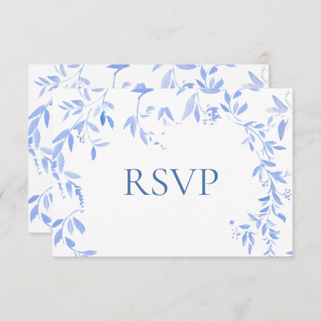 Botanische Hochzeit in der Blauen Flora RSVP Karte (Vorne/Hinten)