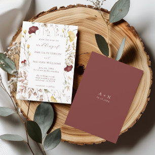 Botanische Hochzeit in der eleganten Fall-Wildblum Einladung