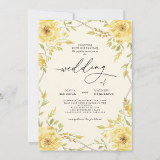 Botanische Hochzeit in Gelbflora Einladung