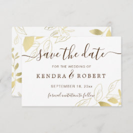 Botanische Hochzeit in Gold-Foliage speichern Sie Save The Date