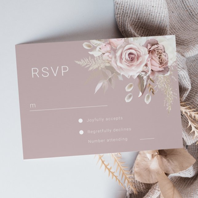 Botanische Hochzeit in Luxus Blush RSVP Karte (Von Creator hochgeladen)