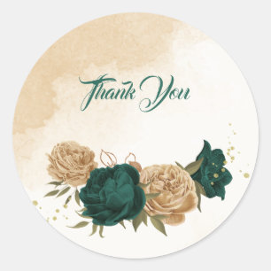 Botanische Hochzeit in Smaragdgrün Runder Aufkleber