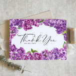 Botanische Hochzeit in Wasserfarbe Lilac Dankeskarte<br><div class="desc">Schicken Sie uns einen Dank mit dieser anpassbaren Dankbarkeit Postcard. Es zeichnet sich durch Aquarelllik-Blume mit Kalligraphie aus. Personalisieren Sie diese,  indem Sie Ihre Daten hinzufügen. Diese Blumenkarte ist perfekt für den persönlichen und geschäftlichen Gebrauch.</div>