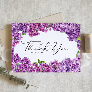 Botanische Hochzeit in Wasserfarbe Lilac Dankeskarte