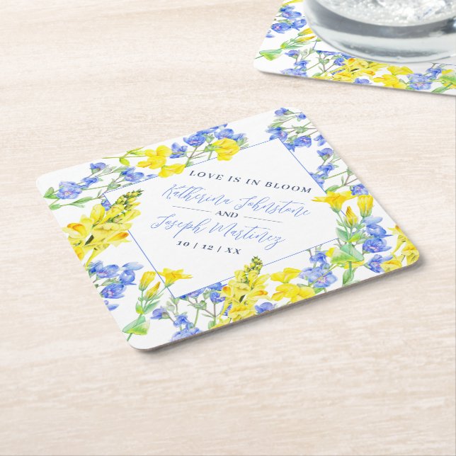 Botanische Hochzeit in Wildblume Untersetzer (angewinkelt)