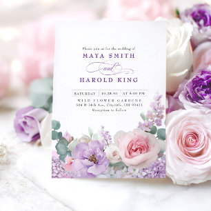 Botanische Hochzeit Lila und rosa Boho Einladung