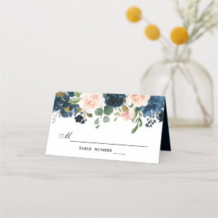 Botanische Hochzeit mit blauem Rosa Platzkarte