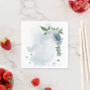 Botanische Hochzeit mit blauen und weißen Blume Serviette