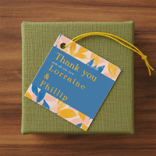 Botanische Hochzeit mit Blauer und Gelbblättriger  Geschenkanhänger