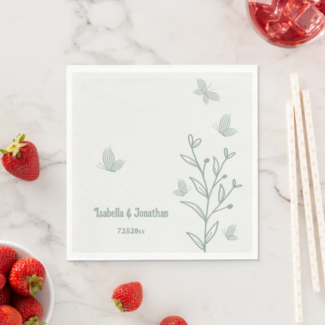 Botanische Hochzeit mit einfachem Salbei Serviette (Beispiel)