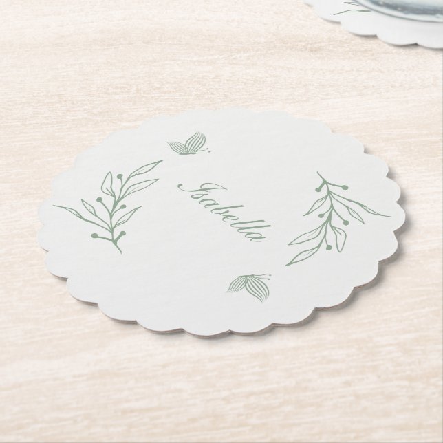 Botanische Hochzeit mit einfachem Salbei Untersetzer (angewinkelt)