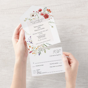 Botanische Hochzeit mit elegantem Budget All In One Einladung