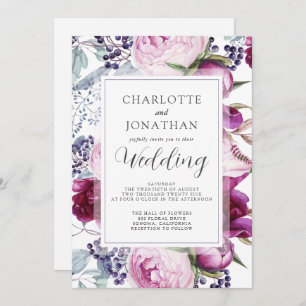 Botanische Hochzeit mit eleganten Wasserfarben Einladung