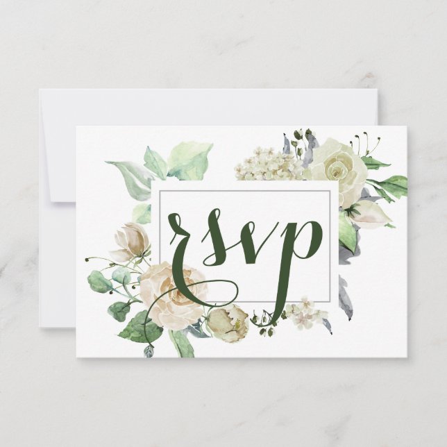 Botanische Hochzeit mit eleganten Wasserfarben RSVP Karte (Vorderseite)