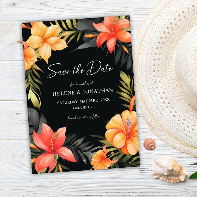 Botanische Hochzeit mit Flora Save The Date (Floral Botanical Tropical Wedding Save The Date)