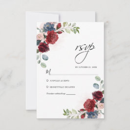 Botanische Hochzeit mit floralem Burgund RSVP Karte