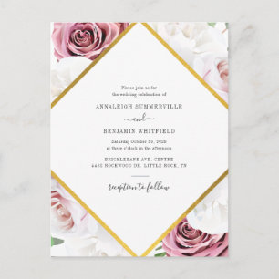 Botanische Hochzeit mit floraler geometrischer Ros Einladungspostkarte