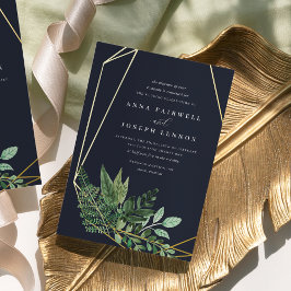 Botanische Hochzeit mit geometrischen Wasserfarben Folieneinladung
