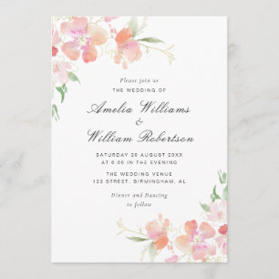 botanische Hochzeit mit Gold und Rosa Einladung