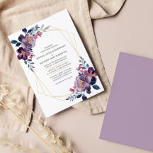 Botanische Hochzeit mit lila floraler Geometrie