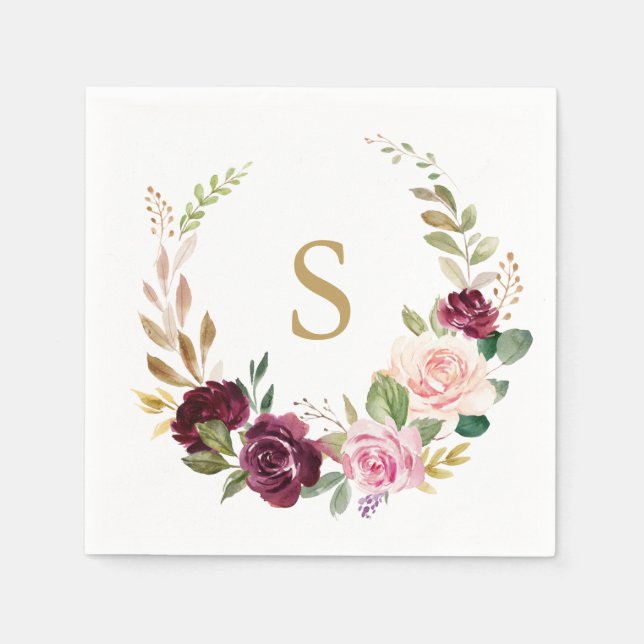 Botanische Hochzeit mit Lila Rosa Serviette (Vorderseite)