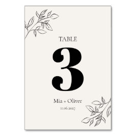 Botanische Hochzeit mit Minimalistischem Schwarz u Tischnummer