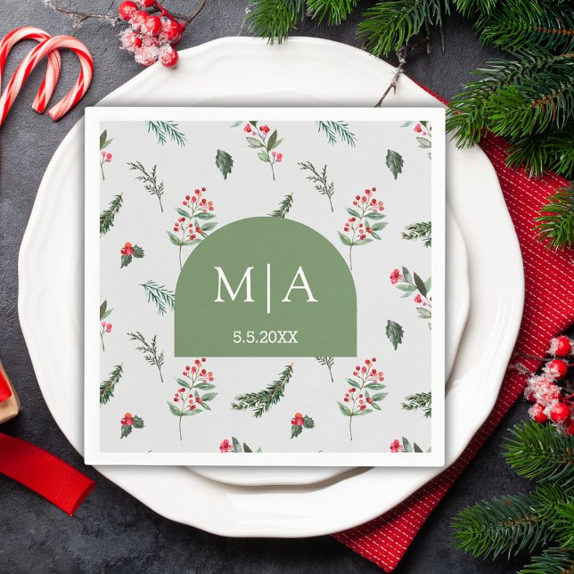 Botanische Hochzeit mit modernem grünem Marsch Serviette (Von Creator hochgeladen)