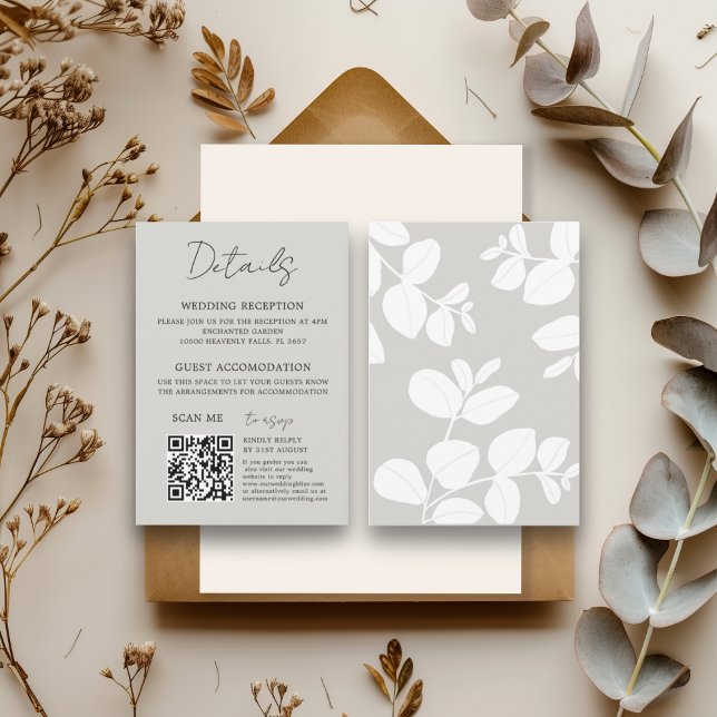 Botanische Hochzeit mit moderner Soft Sage Begleitkarte (Von Creator hochgeladen)