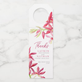 Botanische Hochzeit mit roter Orchidee Flaschenanhänger