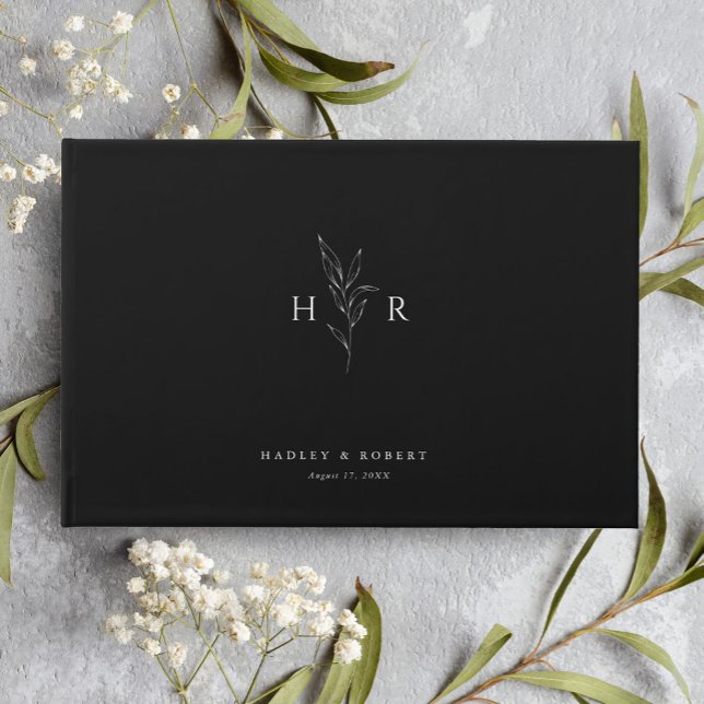 Botanische Hochzeit mit schwarzer Minimal Gästebuch (Von Creator hochgeladen)