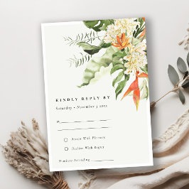 Botanische Hochzeit mit tropischer Orangenblüte RSVP Karte