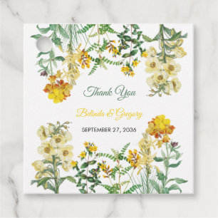 Botanische Hochzeit mit Vintagem Gelbwasser Geschenkanhänger