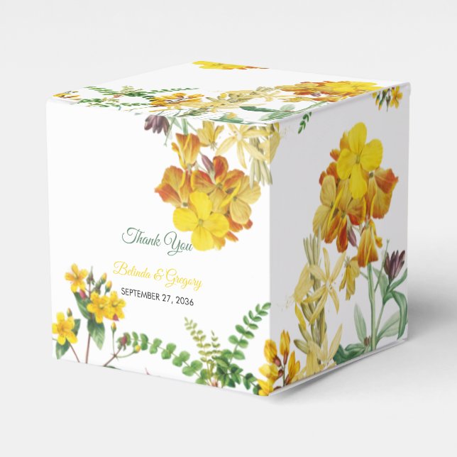 Botanische Hochzeit mit Vintagem Gelbwasser Geschenkschachtel (Vorderseite)