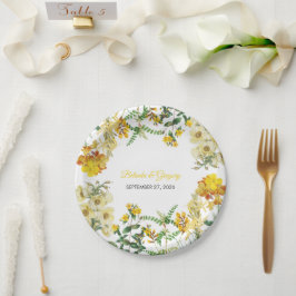Botanische Hochzeit mit Vintagem Gelbwasser Pappteller