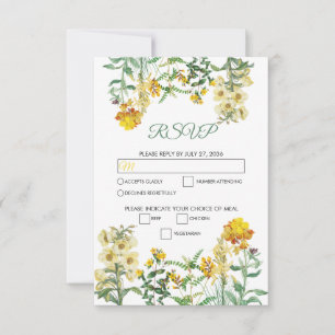 Botanische Hochzeit mit Vintagem Gelbwasser RSVP Karte