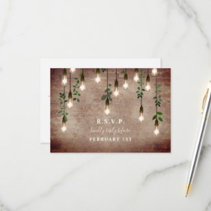 Botanische Hochzeit mit Vintagen Lichtern RSVP Karte