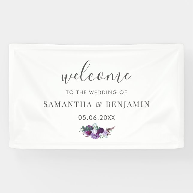 Botanische Hochzeit mit Wasserfarbe Banner (Horizontal)