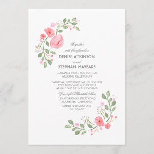 Botanische Hochzeit mit Wasserfarbe Einladung