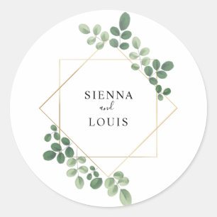 Botanische Hochzeit mit Wasserfarbe Runder Aufkleber