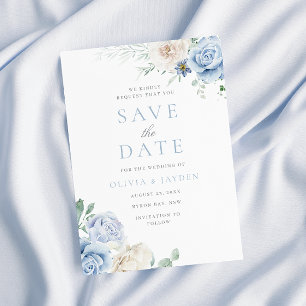 Botanische Hochzeit mit weißer Blüte Save The Date