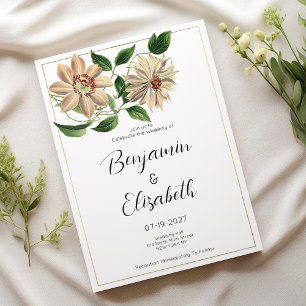 Botanische Hochzeit mit weißer grüner Blüte Einladung