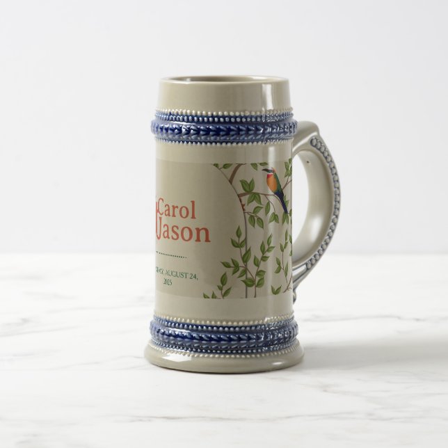 Botanische Hochzeit personalisierte Mug - Custom B Bierglas (VorderseiteRechts)